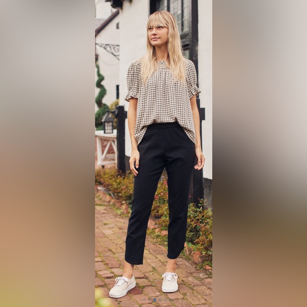 Marine Layer Women's Black Cropped Allison Elastic Waist Pants XL